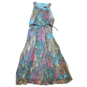 Tommy Hilfiger Women's  Jaipur Paisley Halter Midi Dress Size 10 Blue Pink